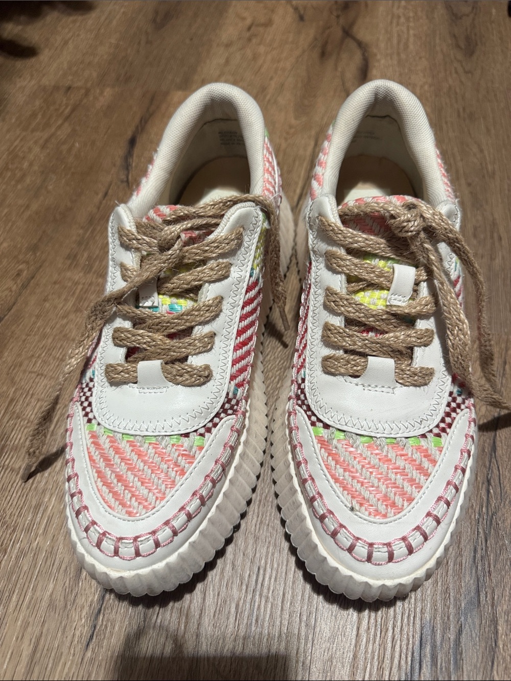 Dolce Vita Woven White and multi color Lace-Up Sneakers